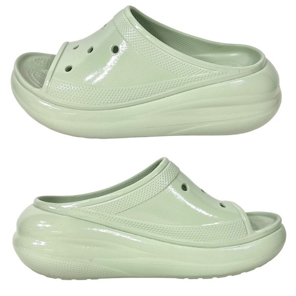Crocs Crush Platform Slides‎ Sandals High Shine Light Green W11/M9 Chunky Shoes - Picture 2 of 13